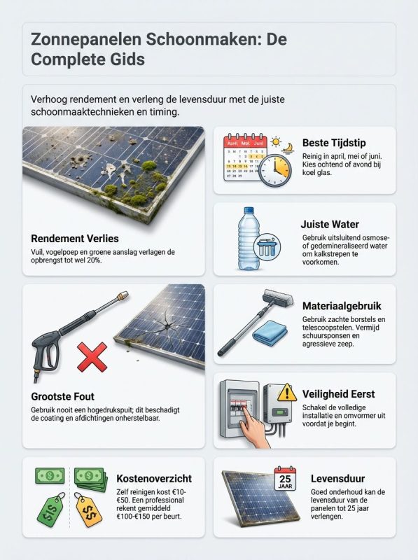 Zonnepanelen schoonmaken: tips, kosten en het beste moment Zonnepanelen schoonmaken: tips, kosten en het beste moment