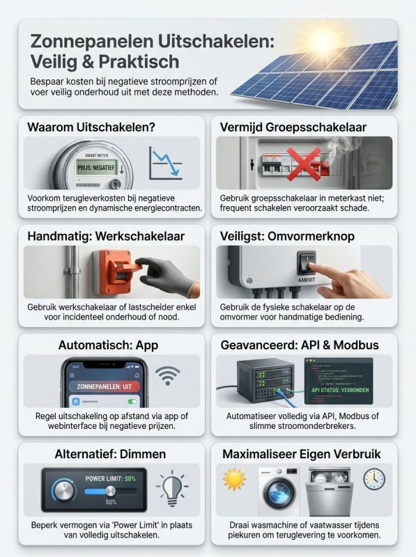Hoe zet je zonnepanelen uit: veilige en praktische oplossingen op een rij