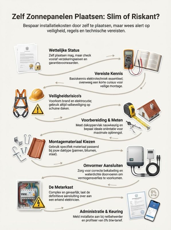 Mag je zelf zonnepanelen plaatsen en waar moet je op letten?